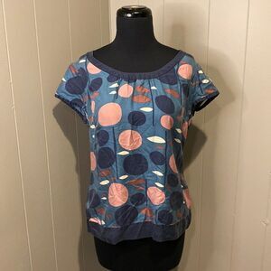 Women's Blue and Pink Patterned Top